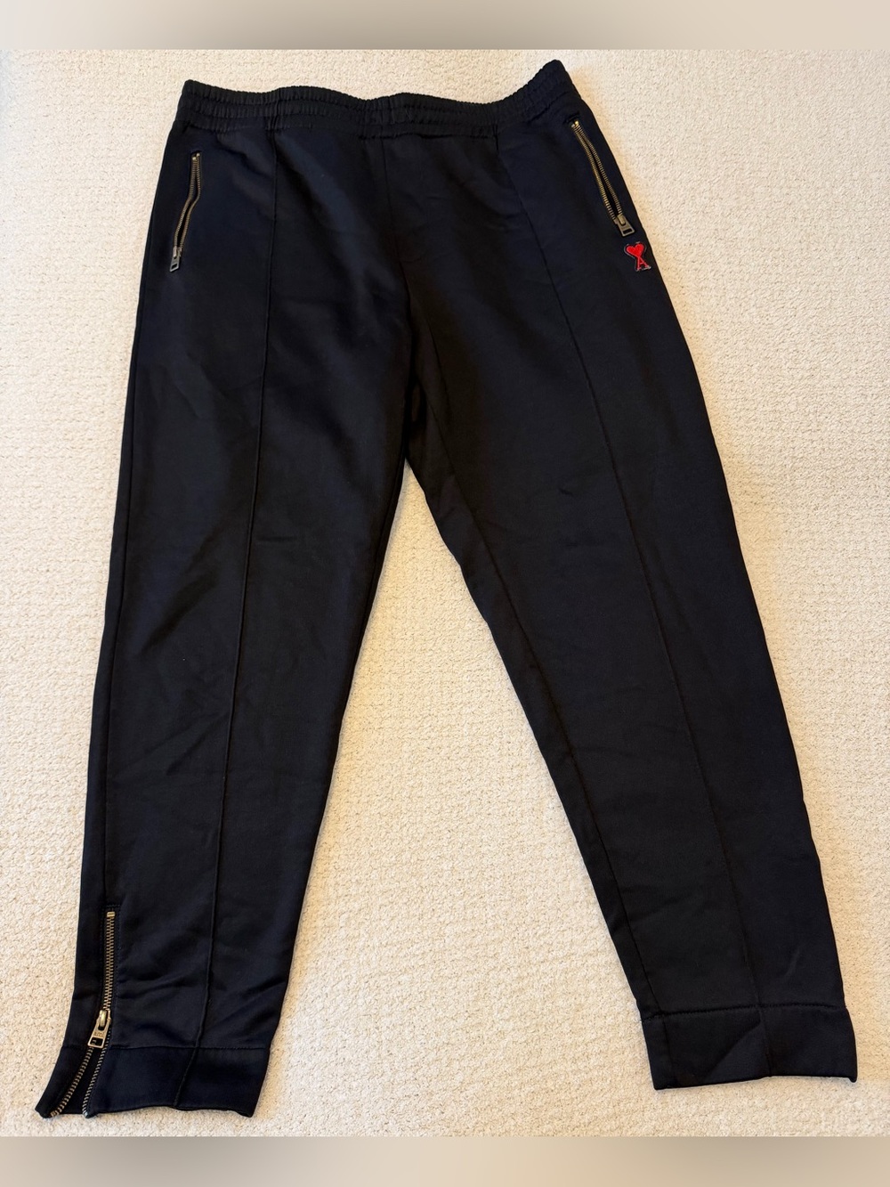 Ami Paris Alexandre Mattiussi Heart Logo Zip-Detail Sweatpants Size XL
